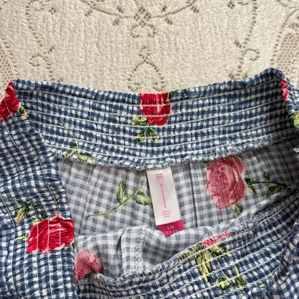 farmer's daughter cottagecore gingham floral rose print shorts